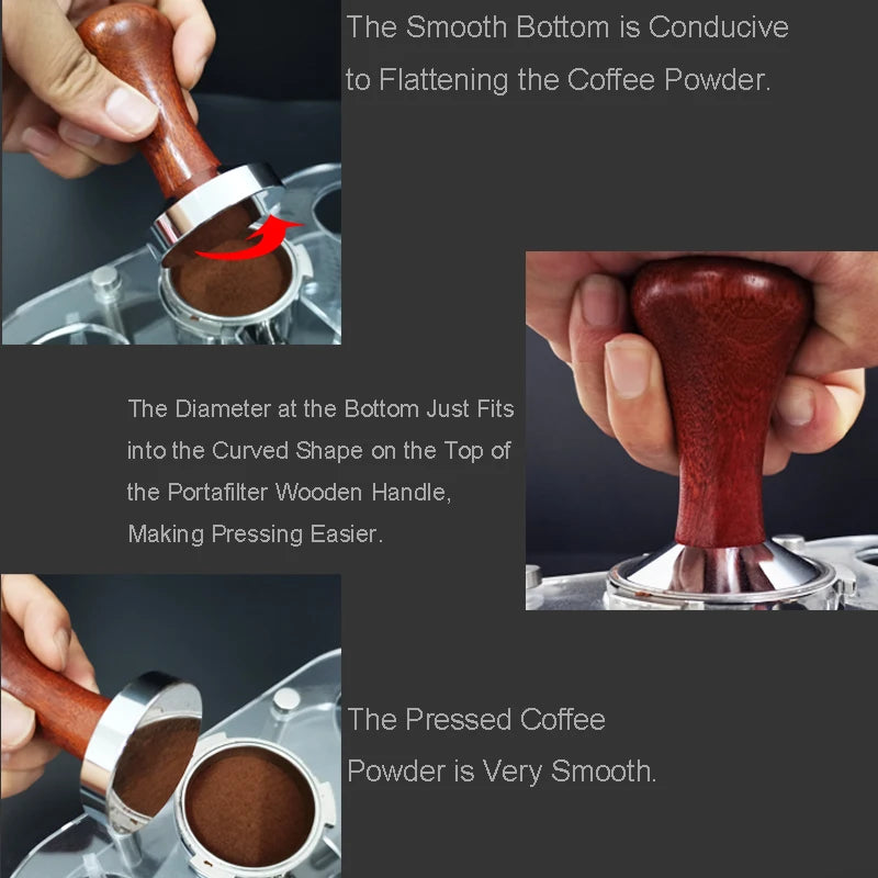 Espresso Coffee Tamper in Aluminum with Rose Wood Handle