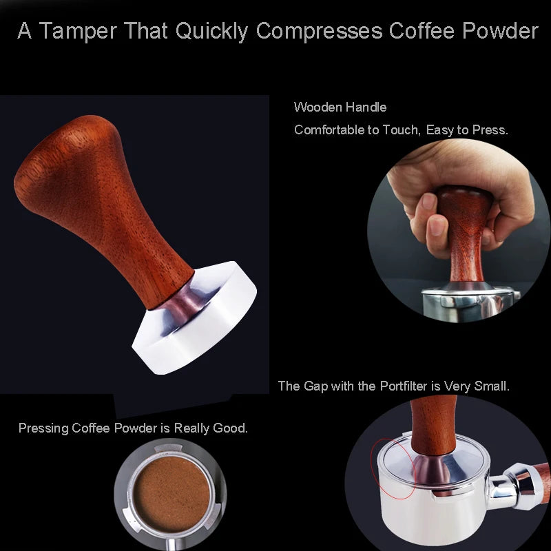 Espresso Coffee Tamper in Aluminum with Rose Wood Handle