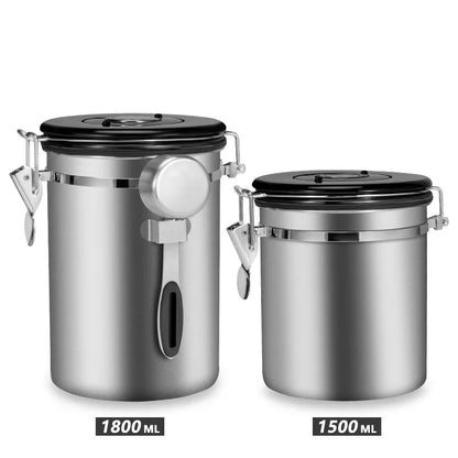 Stainless Steel Container with Scoop for Coffee Storage