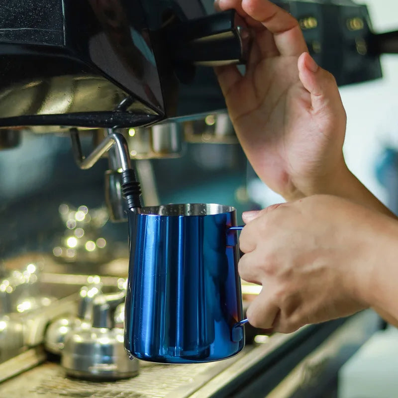 Blue Stainless Steel Milk Frothing Pitcher
