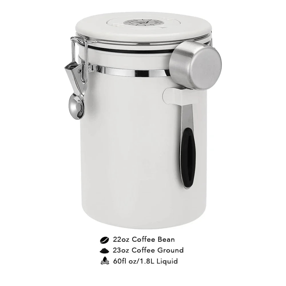 White Container with Scoop for Coffee Storage